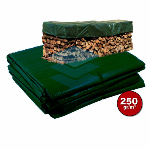Groen afdekzeil 250gr Brandhout | Afdekzeilenwinkel.nl