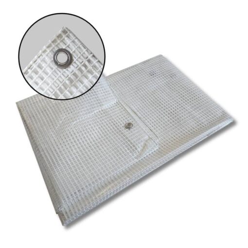 Gewapend transparant afdekzeil 10x12m 200gr/m² met ringen